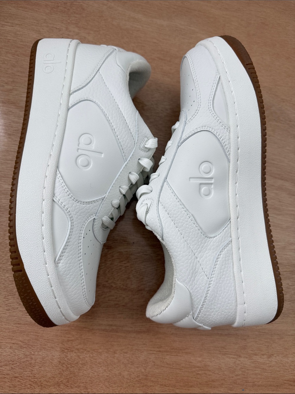 ALO Recovery Mode White Platform Sneakers with Gum Outsole